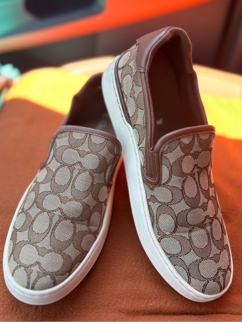 Coach Tan Signature Canvas Slip-On Sneakers size 9